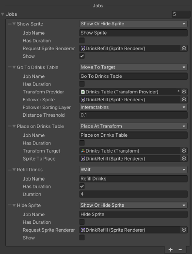 Action List for Drink Refills